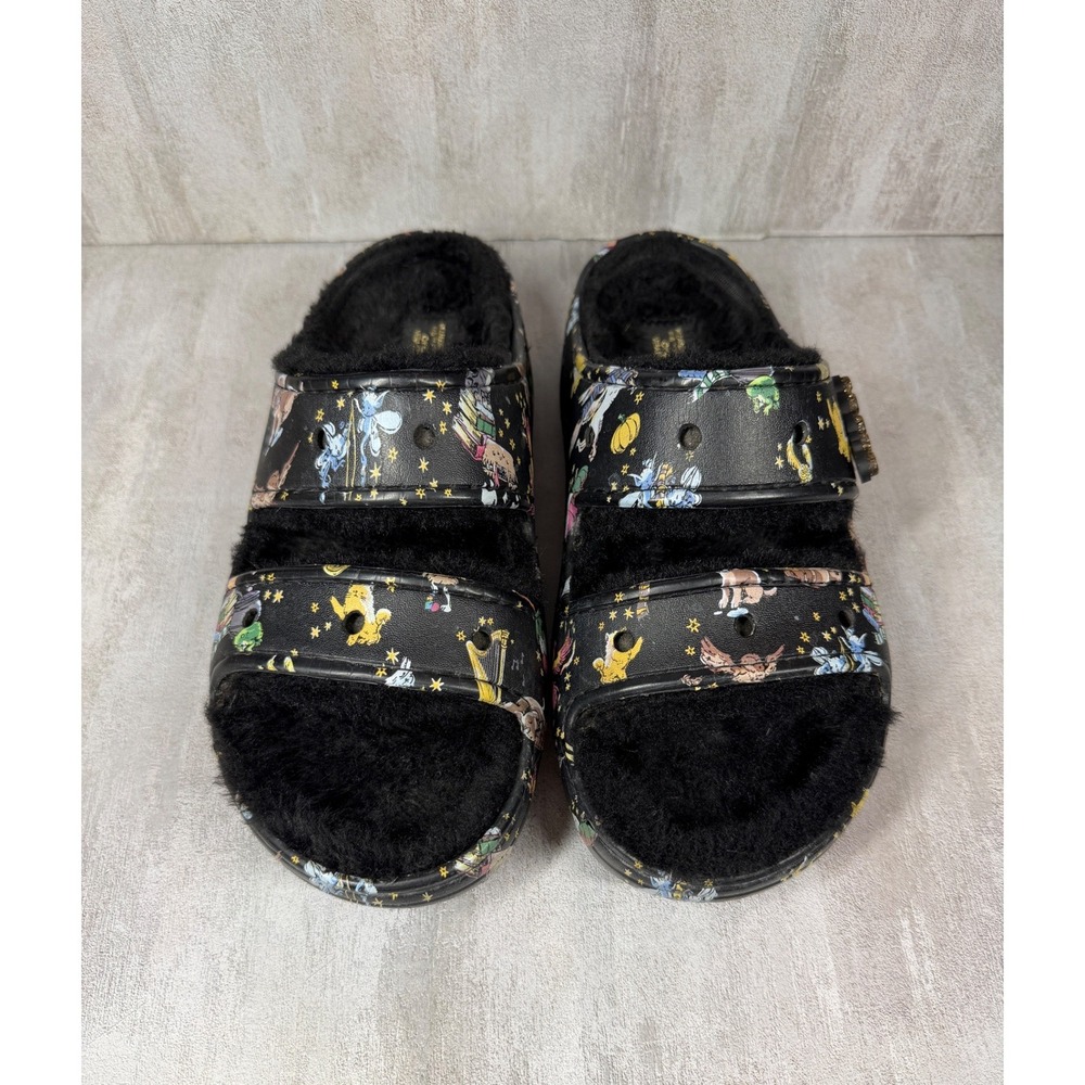 Crocs Harry Potter Vera Bradley Cozzzy Sandals Black Faux Fur Slides M6 W8